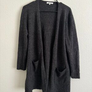 Madewell Open Face Cardigan Charcoal Grey with Red Specs Size Small